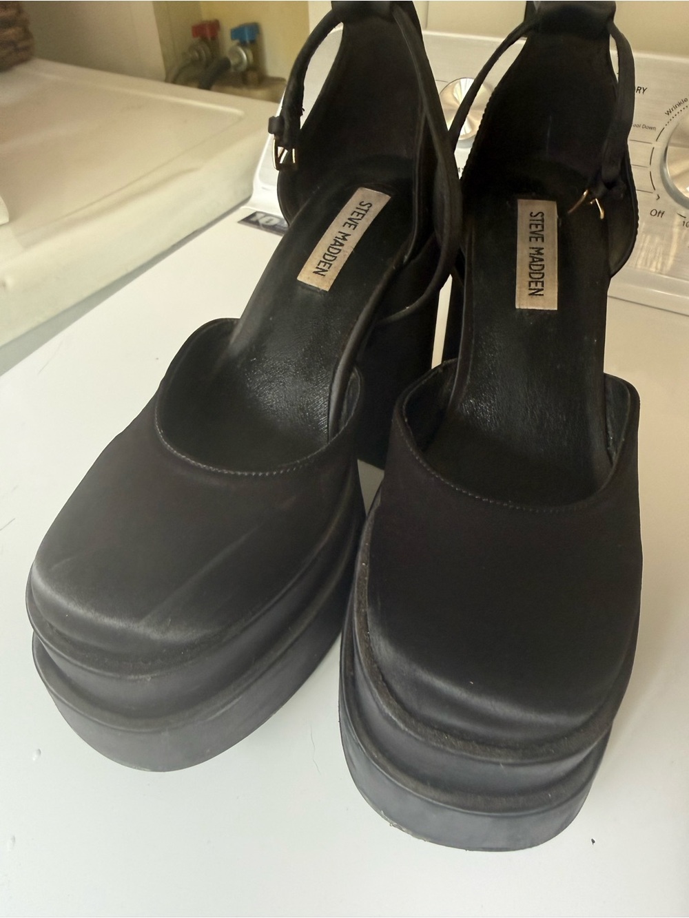 Steve Madden Black Platform Mary Jane Ankle Strap Heels